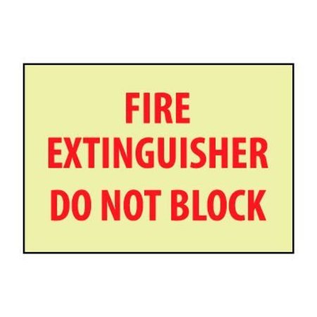 NATIONAL MARKER CO Glow Sign Vinyl - Fire Extingisher Do Not Block GL132P